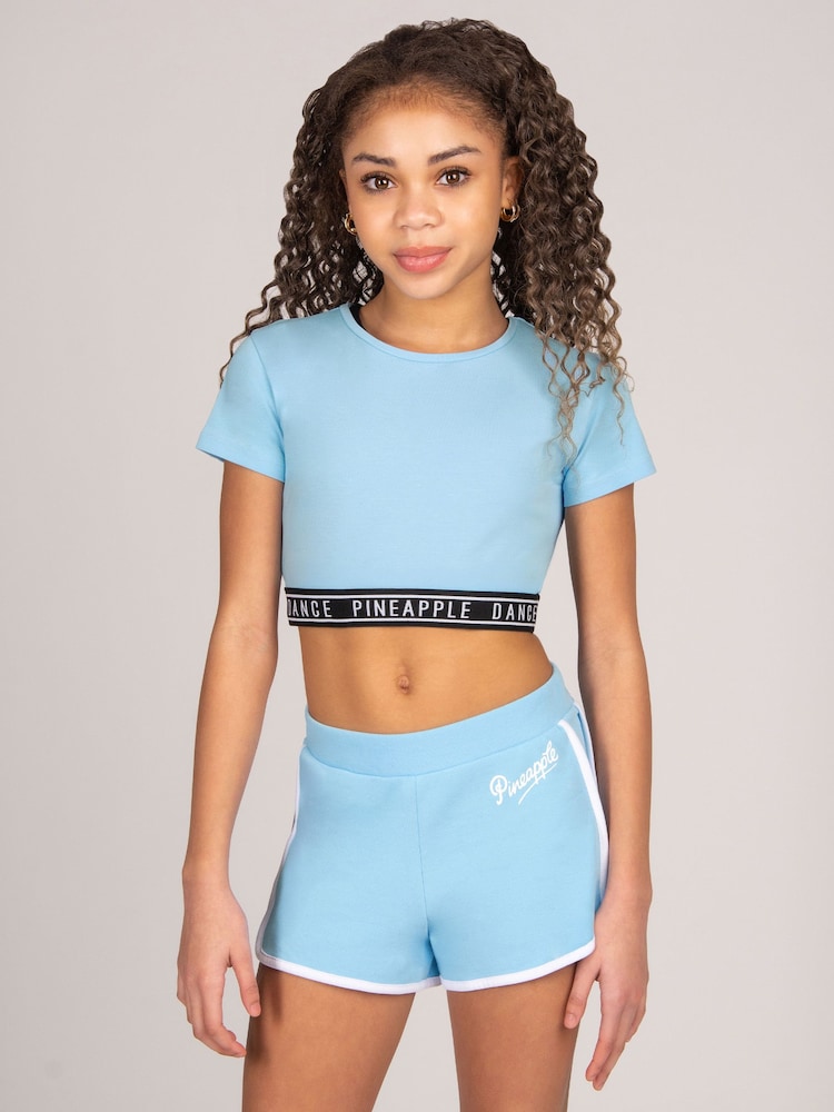 Pineapple Blue Tape Hem Crop T-Shirt - Image 1 of 4