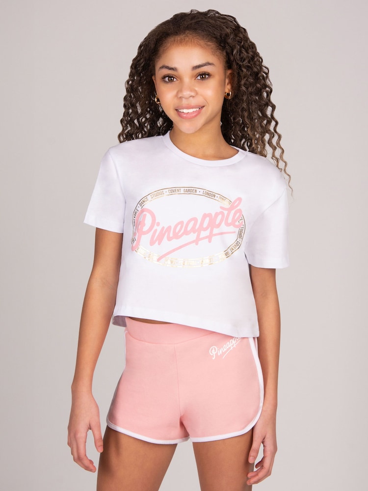 Pineapple Chalk White Logo Girls Dance Crop T-Shirt - Image 1 of 5
