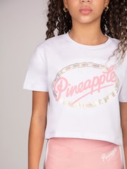 Pineapple Chalk White Logo Girls Dance Crop T-Shirt - Image 3 of 5