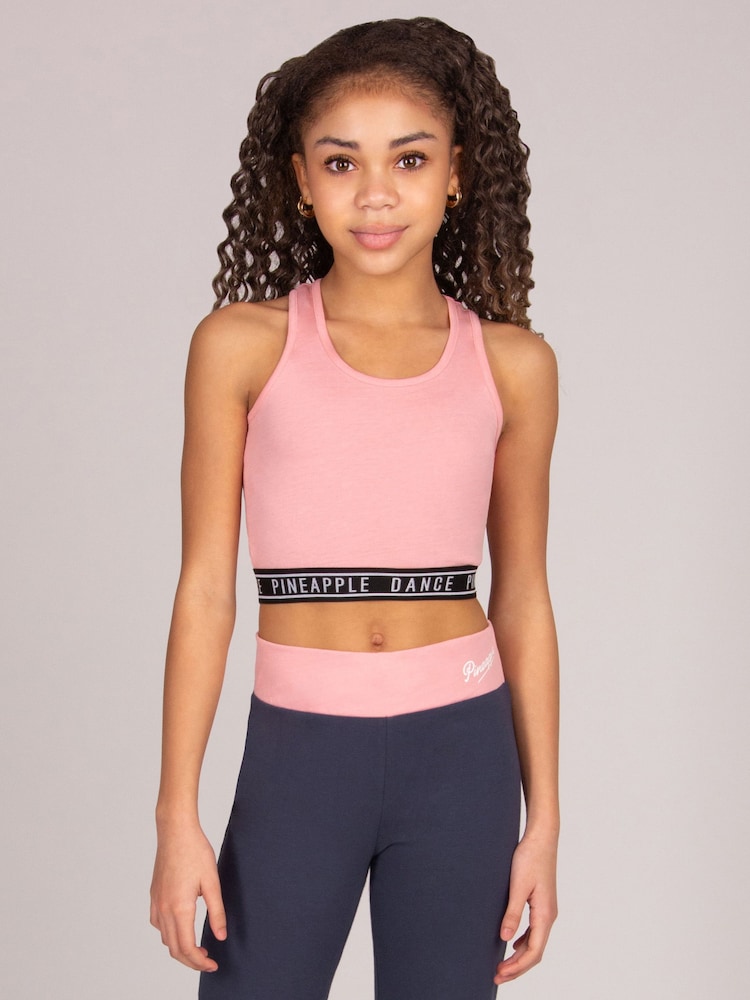 Pineapple Light Pink Tape Hem Midi Crop Top - Image 1 of 4