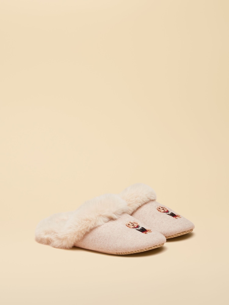 Joules Slippet Luxe Oat Dog Slippers - Image 1 of 6 Joules Slippet Luxe Oat Dog Slippers - Image 1 of 6