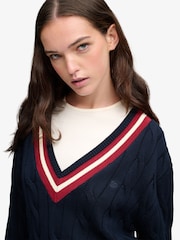 Superdry Blue Classic Cable Cricket Knit Jumper - Image 3 of 8