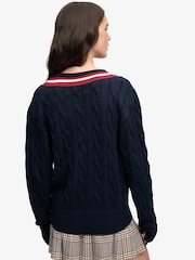 Superdry Blue Classic Cable Cricket Knit Jumper - Image 5 of 8