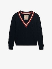 Superdry Blue Classic Cable Cricket Knit Jumper - Image 6 of 8