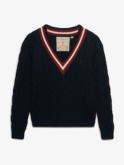 Superdry Blue Classic Cable Cricket Knit Jumper - Image 7 of 8