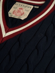 Superdry Blue Classic Cable Cricket Knit Jumper - Image 8 of 8