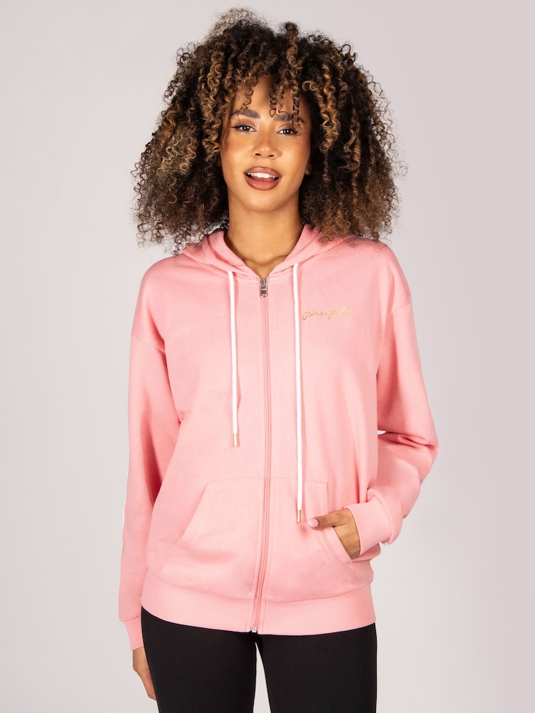 Pineapple Pink Stripe Panel Zip Hoodie - Image 1 of 5