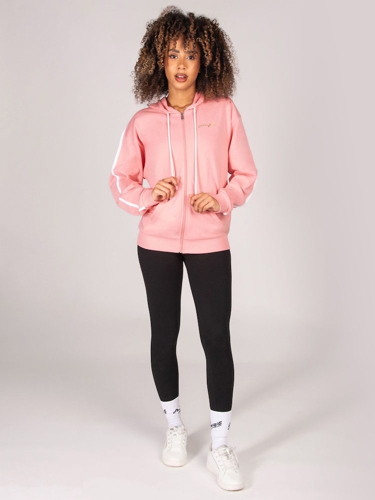 Pineapple Pink Stripe Panel Zip Hoodie - Image 2 of 5