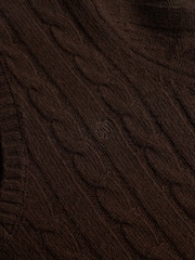 Superdry Brown Wool Blend Cable V-Neck Jumper - Image 8 of 8