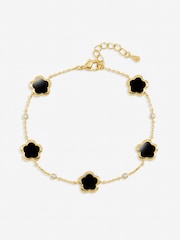 Inicio Gold Tone Jet Flower Station Bracelet - Image 1 of 1