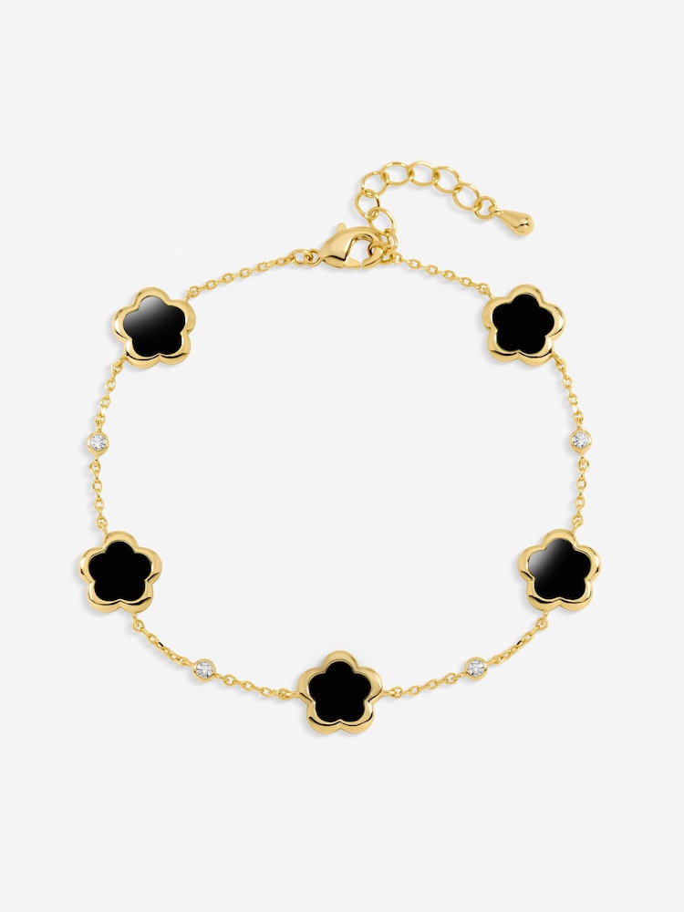 Inicio Gold Tone Jet Flower Station Bracelet - Image 1 of 1
