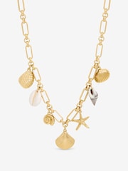 Inicio Gold Tone Real Shell Charm Necklace Gift Pouch - Image 1 of 2
