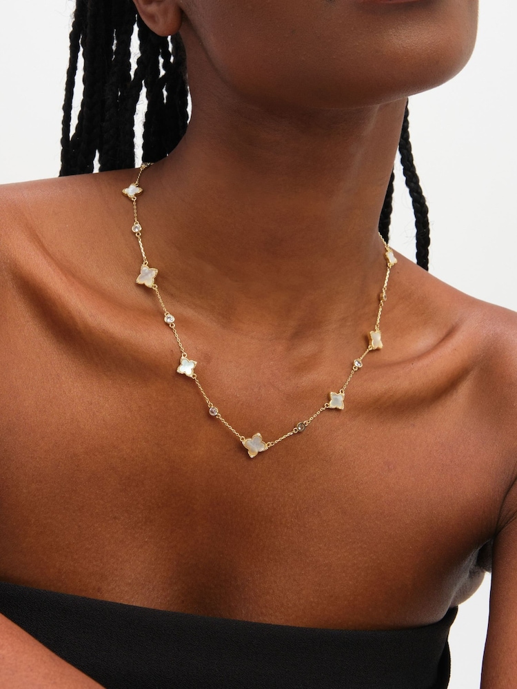 Inicio Polished and Mother of Pearl Long Clover Necklace - Bild 2 von 2