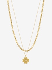 Inicio Gold Tone Diamond Cut Clover Double Row Pendant Gift Pouch - Image 1 of 1