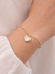 Inicio Gold Tone Mother of Pearl Heart Bracelet - Image 3 of 4