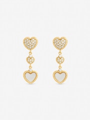 Inicio Gold Tone Mother of Pearl and Pave Heart Drop Earrings - Image 1 of 2