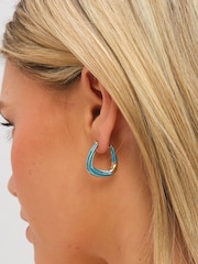 Inicio Polished and Blue Stripe Hoop Earrings - Imaginea 3 din 3