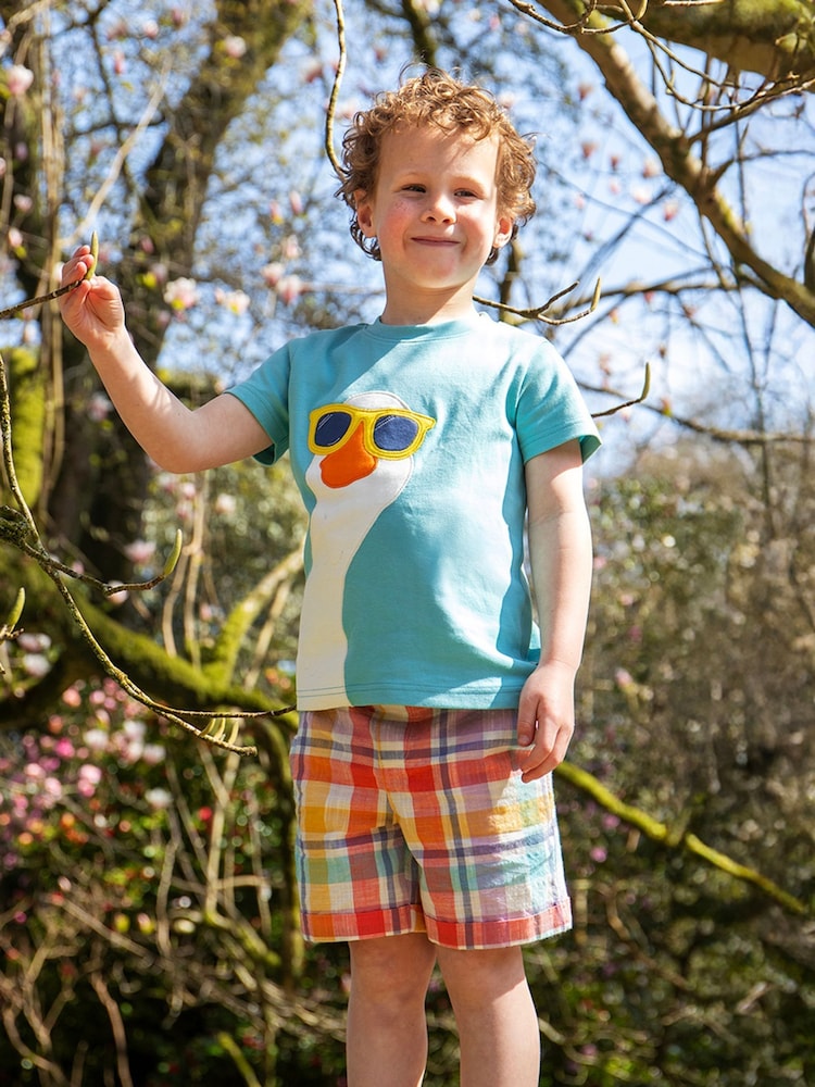 Frugi Blue Archie Slub Shorts - Image 1 of 4 Frugi Blue Archie Slub Shorts - Image 1 of 4