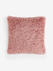 Pink Faux Fur 50 x 50cm Shearling Cushion - Image 1 of 2