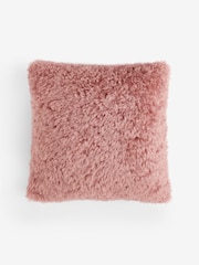 Pink Faux Fur 50 x 50cm Shearling Cushion - Image 2 of 2