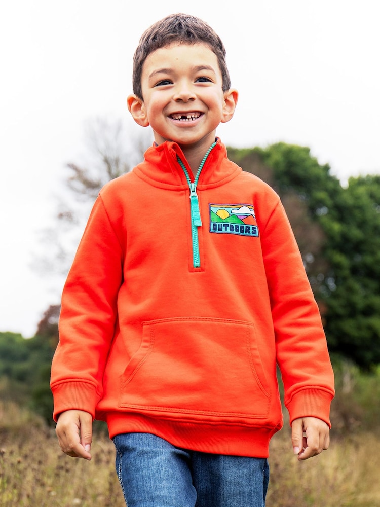 Frugi Handy Half Zip Red Sweatshirt - Image 1 of 5 Frugi Handy Half Zip Red Sweatshirt - Image 1 of 5