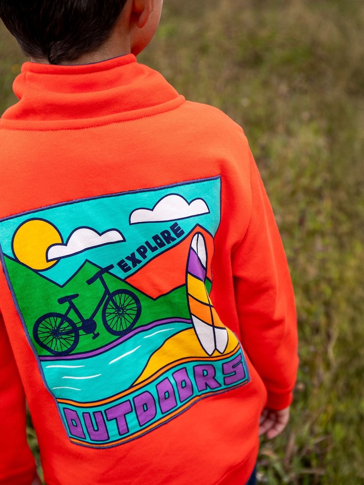 Frugi Handy Half Zip Red Sweatshirt - Image 2 of 5 Frugi Handy Half Zip Red Sweatshirt - Image 2 of 5