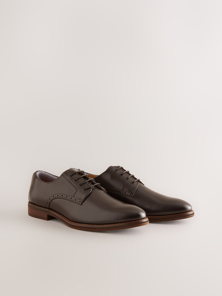 Brown Leather Derby Shoes - Image 1 of 7 Brown Leather Derby Shoes - Image 1 of 7