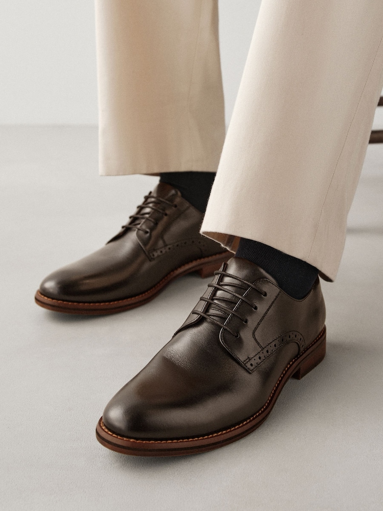 Brown Leather Derby Shoes - Image 2 of 7 Brown Leather Derby Shoes - Image 2 of 7