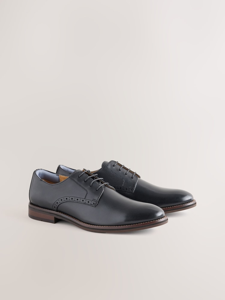 Black Leather Derby Shoes - Image 1 of 6 Black Leather Derby Shoes - Image 1 of 6