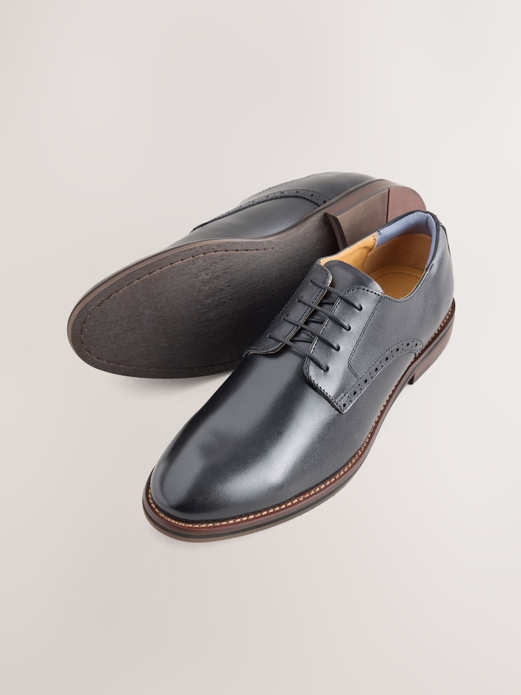Black Leather Derby Shoes - Image 6 of 6 Black Leather Derby Shoes - Image 6 of 6