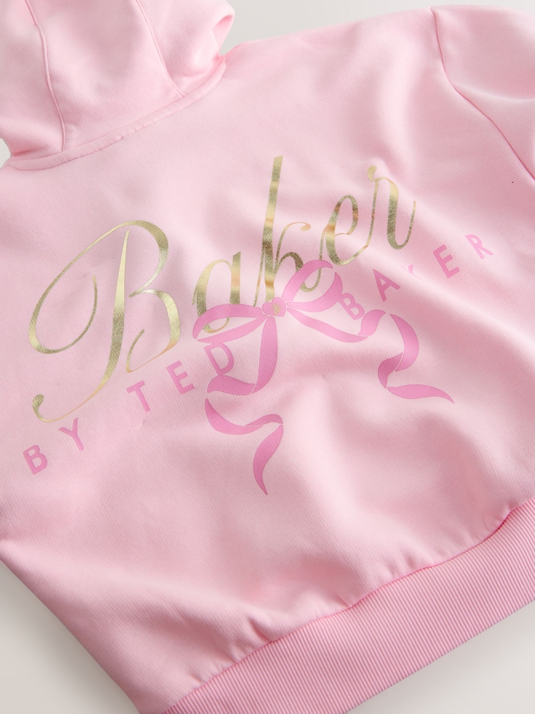 Baker by Ted Baker Oversized Bow Graphic Pink Hoodie - Billede 11 af 11