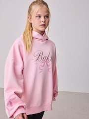 Baker by Ted Baker Oversized Bow Graphic Pink Hoodie - Billede 4 af 11