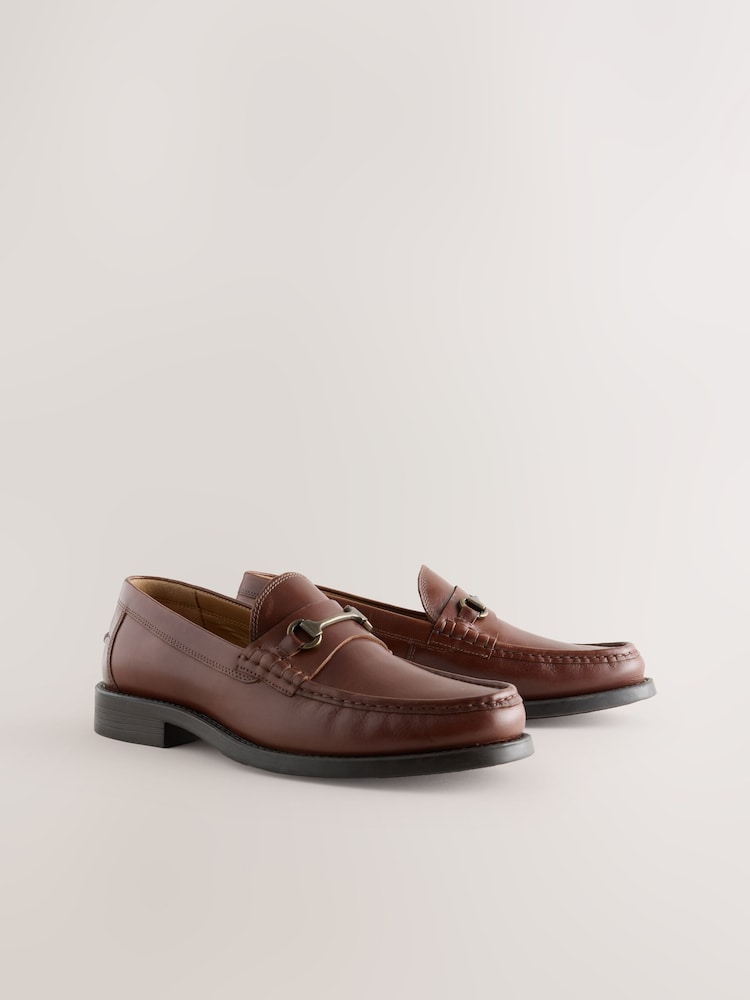 Brown Leather Snaffle Loafers - Image 2 of 6 Brown Leather Snaffle Loafers - Image 2 of 6