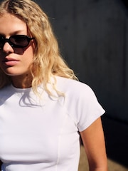 self. White Fitted Rib T-Shirt - Image 4 of 4