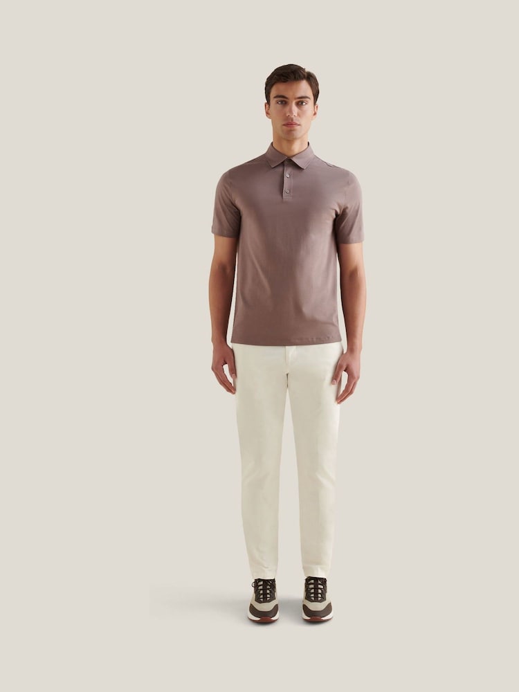 Peckham Rye Natural Mercerised Jersey Polo Shirt - Image 2 of 5 Peckham Rye Natural Mercerised Jersey Polo Shirt - Image 2 of 5