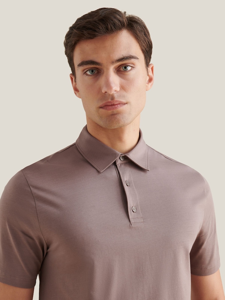 Peckham Rye Natural Mercerised Jersey Polo Shirt - Image 5 of 5 Peckham Rye Natural Mercerised Jersey Polo Shirt - Image 5 of 5