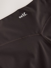 self. Chocolate Brown Wide High Waist Leggings - Image 2 of 3