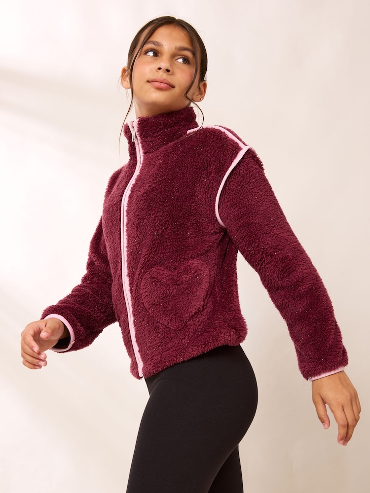 Burgunderrot - Lipsy Soft Touch Borg Fleece (5-16yrs) - Bild 1 von 6