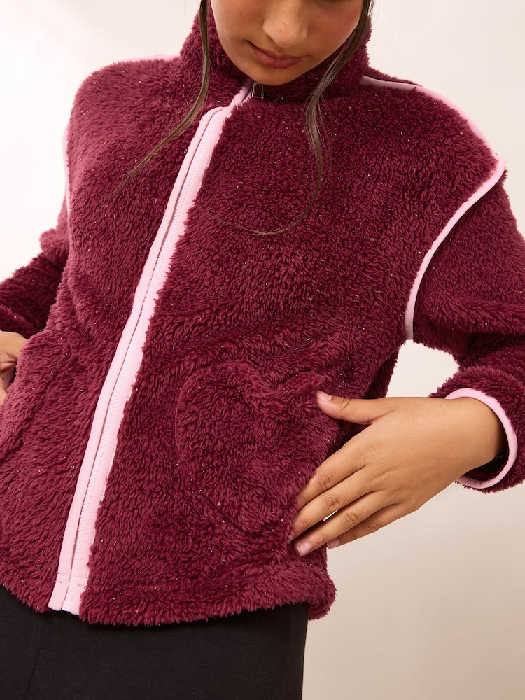 Burgunderrot - Lipsy Soft Touch Borg Fleece (5-16yrs) - Bild 2 von 6