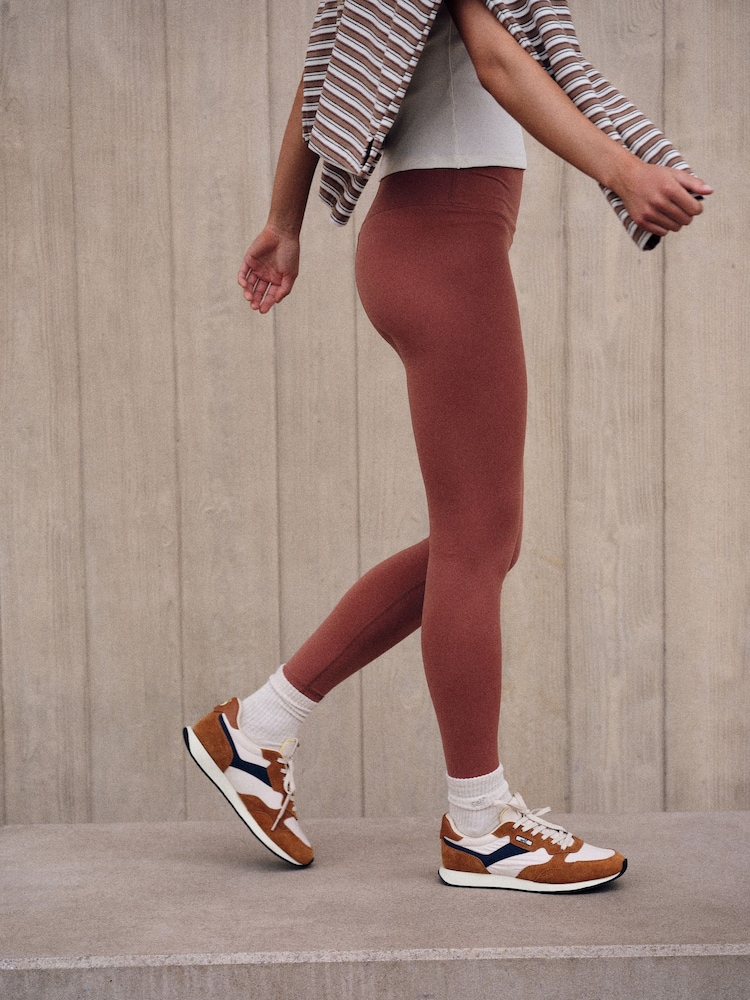 self. Rust Brown High Waist Leggings - Image 2 of 8 self. Rust Brown High Waist Leggings - Image 2 of 8