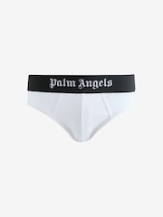 Palm Angels White Navy Black Cotton Stretch Logo Hipsters 3 Pack - Image 2 of 7