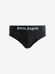 Palm Angels White Navy Black Cotton Stretch Logo Hipsters 3 Pack - Image 3 of 7