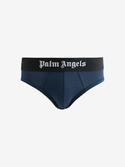 Palm Angels White Navy Black Cotton Stretch Logo Hipsters 3 Pack - Image 4 of 7