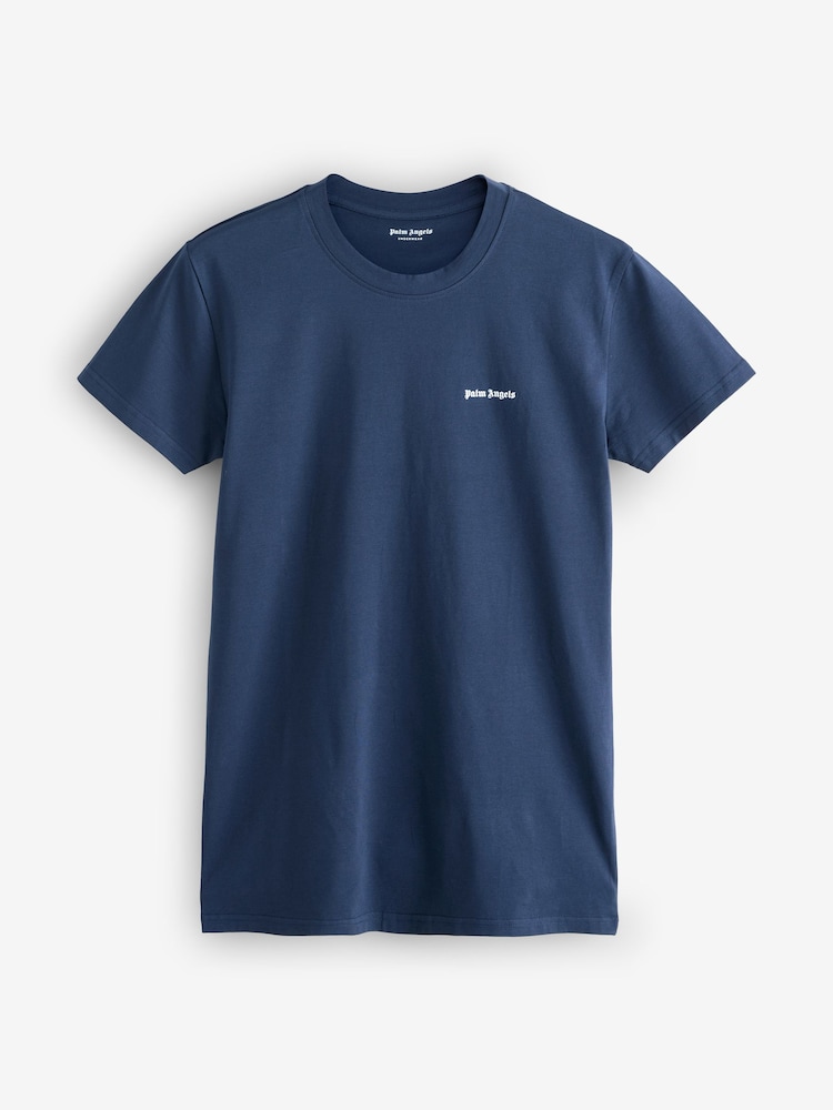 Palm Angels Blue Cotton Stretch Logo T-Shirt - Image 1 of 1