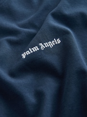 Palm Angels Blue Cotton Stretch Logo T-Shirt - Image 3 of 4