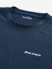Palm Angels Blue Cotton Stretch Logo T-Shirt - Image 4 of 4
