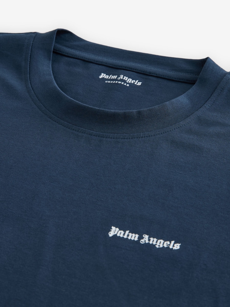 Palm Angels Blue Cotton Stretch Logo T-Shirt - Image 4 of 4