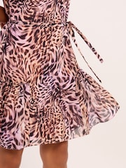 Lipsy Pink Leopard Printed Chiffon Dress (5-16yrs) - Image 5 of 6
