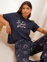 Friends Like These Navy In Your Dreams Petite Short Sleeve Pyjamas - Image 2 of 5