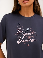 Friends Like These Navy In Your Dreams Petite Short Sleeve Pyjamas - Image 3 of 5
